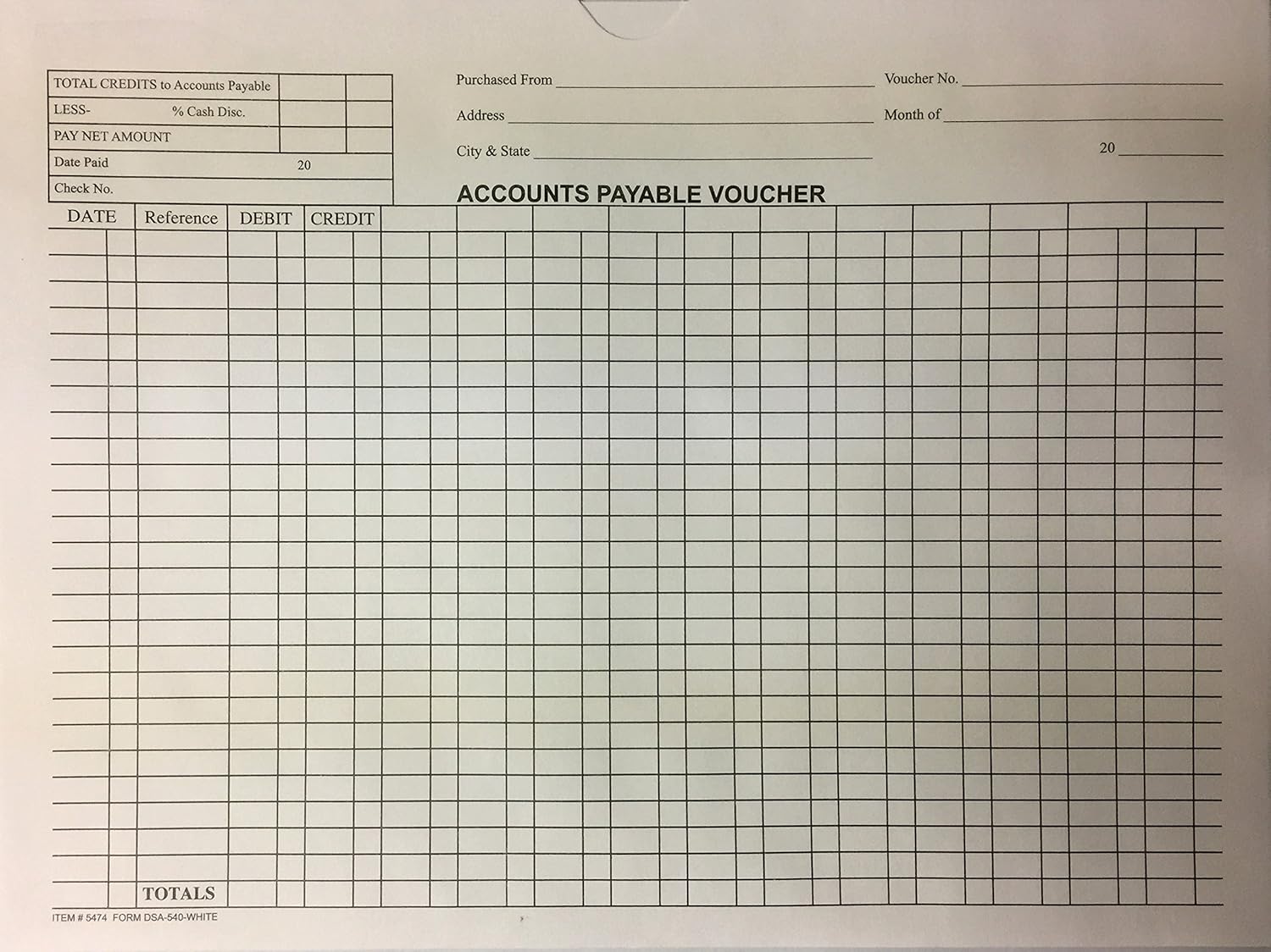 Envelopes (White) - Quantity Payable Accounts 100 (OS1R) Voucher