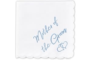 W&F GIFT Handkerchief - 12" x 12" - Something Blue for Bride on Wedding Day - Fun Gift, Mother of the Groom, 6" x 6"