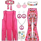 Cuteshower Girl Hippie Costume 70s 60s Hippie Outfits Halloween Party Outfit