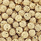 Beadthoven 100pcs 10mm Rhinestone Beads Sunlight Yellow Crystal Pave Clay Disco Ball Beads Round Polymer Clay Rhinestone Diamond Clay Spacers for Necklace Bracelet Jewelry Making Fall