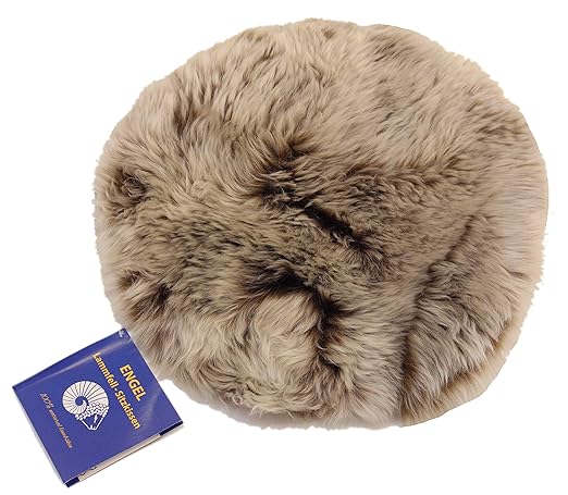 Engel Naturfelle Sitzauflage DIANA-34 aus Lammfell hochwollig rund 34cm, Cappuccino