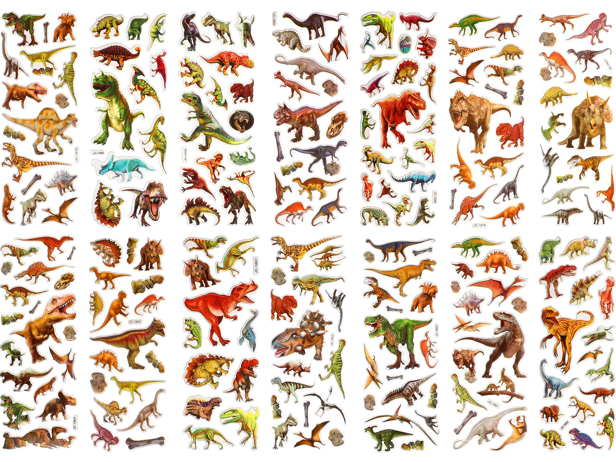Zonon 14 Sheets 3D Puffy Dinosaur Theme Stickers Decoration DIY Animal Stickers for Scrapbook Reward Prizes Birthday Party Favors Supplies