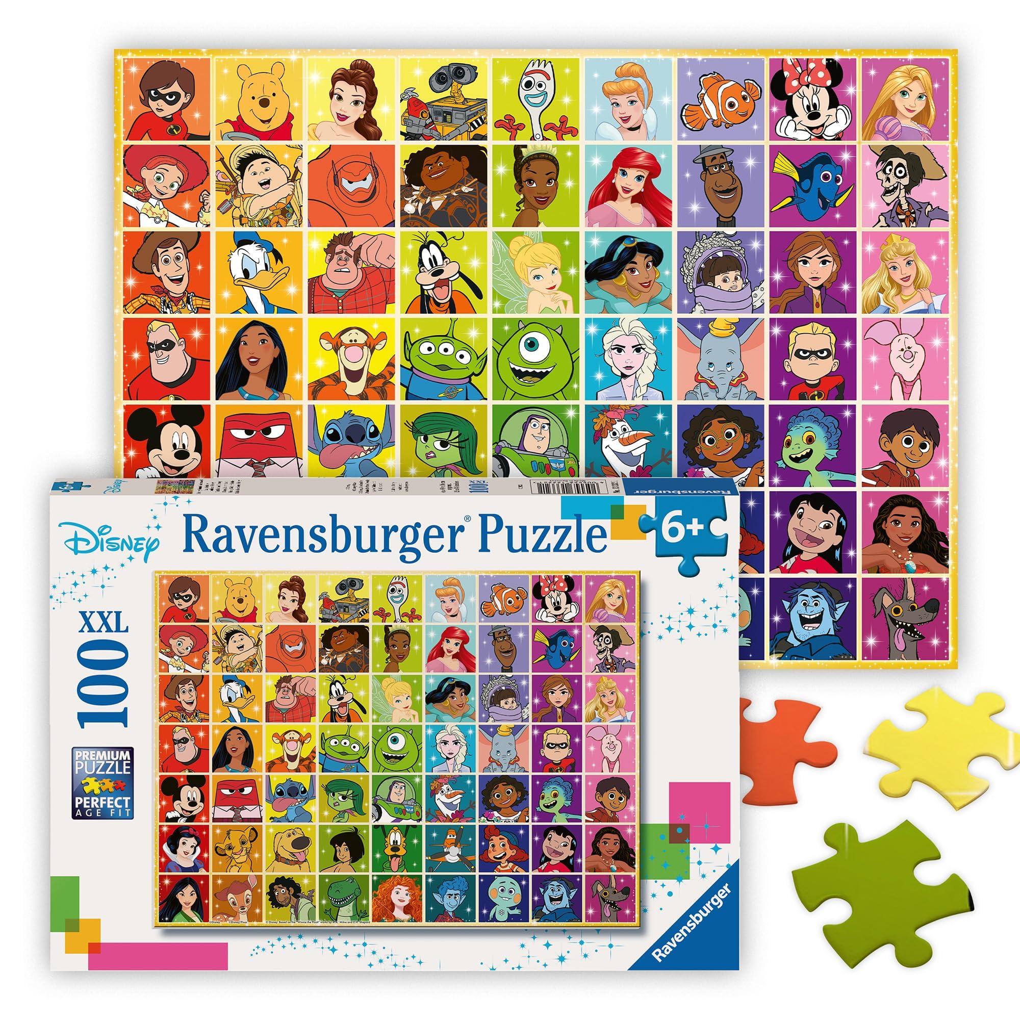 Ravensburger - Disney Color Palette - 100 Piece Jigsaw Puzzle - Exciting, Colorful Grid of Disney and Pixar Favorites - Mickey & More - Premium Quality - Ideal Gift - Screen-Free Fun - Children Age 6+