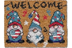 TEZKIM Latch Hook Kits for Adults Kids Christmas Rug Making Kits with Printed Canvas Carpet Tapestry Kits DIY Needlework Doormat Creative Gift Home Decoration 20.5Inch X13.8Inch (Brown)