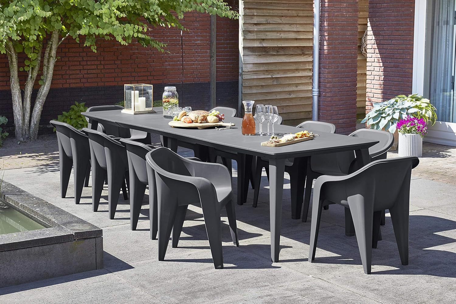 Dining Tables 6Seater Graphite Keter Allibert Lima 160 Outdoor Garden Furniture Dining Table Garden