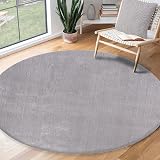 the carpet Relax Modern Fluffy Short Pile Rug Grey 200x200 cm Round