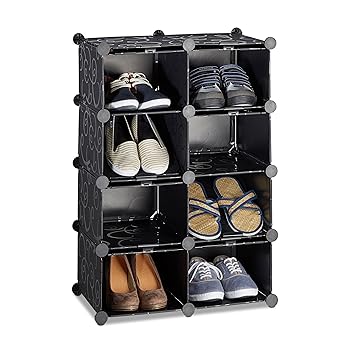 Relaxdays 8 Tier Shoe Rack Small Shoe Cabinet Stacking Shoe