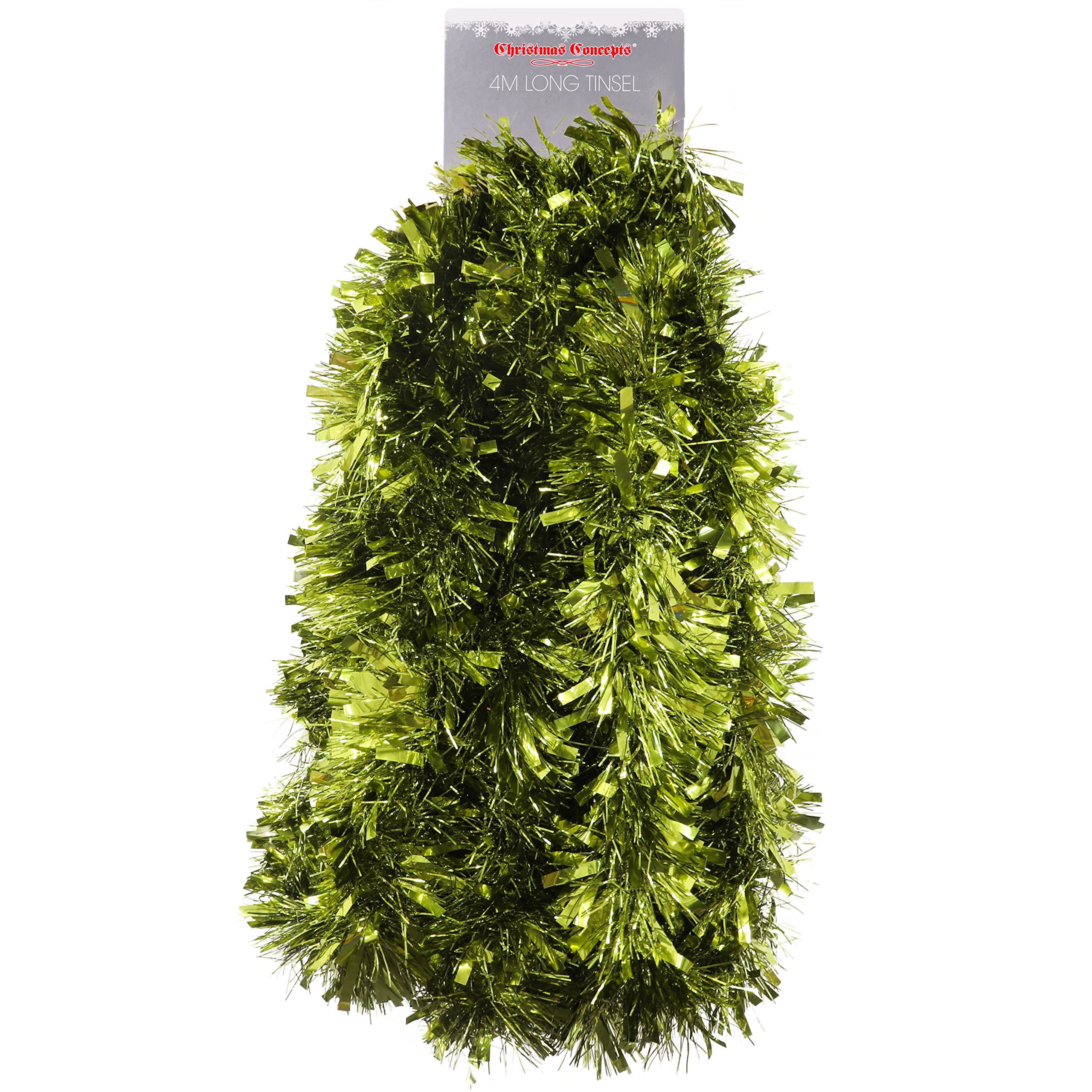 Christmas Concepts® 4m (13ft) Metre Chunky/Fine Christmas Tinsel - Christmas Decoration Tinsel (LIME GREEN)