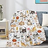 Homiehug Cats Blanket Cute Cat Throw Fleece Flannel Blankets Kitten Soft Lightweight Throw Blanket for Bedding Couch Room House Travel Gift 40''×50'' for Kids/Children