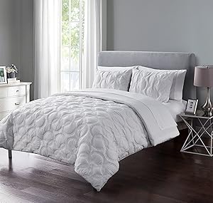 VCNY Home Atoll Embossed 7 Piece Bed-in-A-Bag Comforter Set, Queen, White