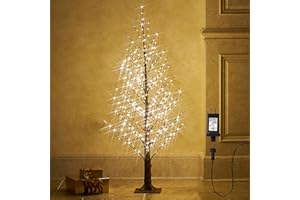 Fudios Lighted Alpine Tree Brown Willow 4FT 450 LED Fairy Lights,Artificial Winter Twig Trees Plug in for Christmas Indoor Outdoor Home Decoration