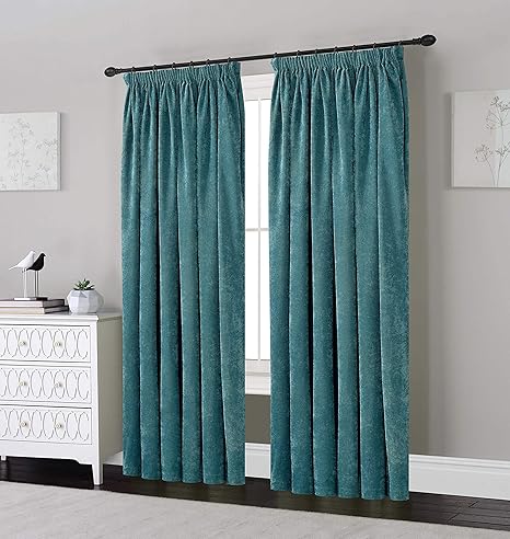 Sleepdown Chenille Pencil Pleat 100 Polyester Curtain 90 X 90