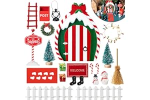 Haooryx Christmas Magic Wooden Miniature Fairy Doors Accessories - 22Pcs Christmas Elf Magic Door for Wall Fairies Magical Door Decoration Christmas Party Outdoor Xmas Decor (Bow Tie)