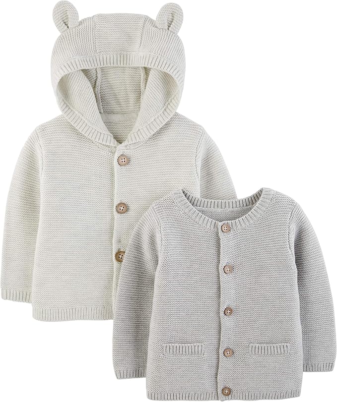 white knitted baby cardigan