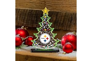 TEAM SPORTS AMERICA NFL Pittsburgh Steelers LED Light Sign Football Christmas Tree Tabletop Decor, Free-Standing Desk Night Light Lamp for Home, Office, Man Cave, Holiday Gift for Fans, Men & Women – Made in USA