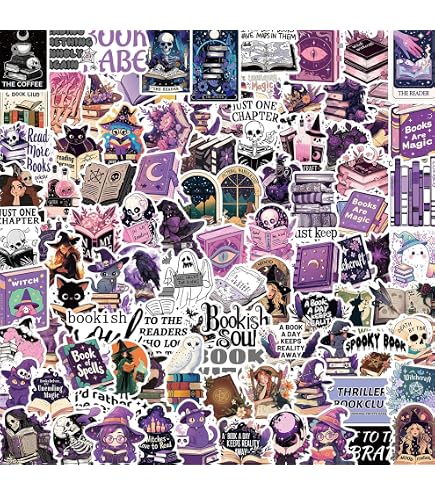Magic Bookworm Stickers 50PCS Bookish Witch Stickers - Witchy Bookworm ...