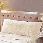 Reafort Luxury Long Hair, PV Fur, Faux Fur Body Pillow Cover/Case 21inx54in with Hidden Zipper Closure (Cream, 21inX 54in Pillow Cover)