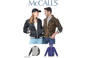 McCall Patterns M7637 XM Misses' and Men's Bomber Jackets Sewing Pattern, Size SML-MED-LRG (7637)