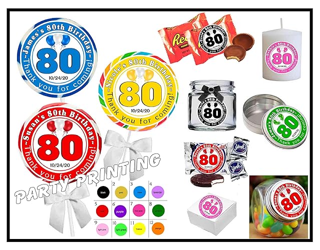 Amazon.com: 40~80TH BIRTHDAY PARTY FAVOR STICKERS LABELS PERSONALIZED: Handmade