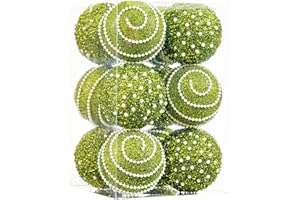 ChrisWish Green Christmas Ball Ornaments, Christmas Ball Decorations Shatterproof Plastic Hanging Pearl Balls for Holiday Party(70mm/2.76", 12ct)