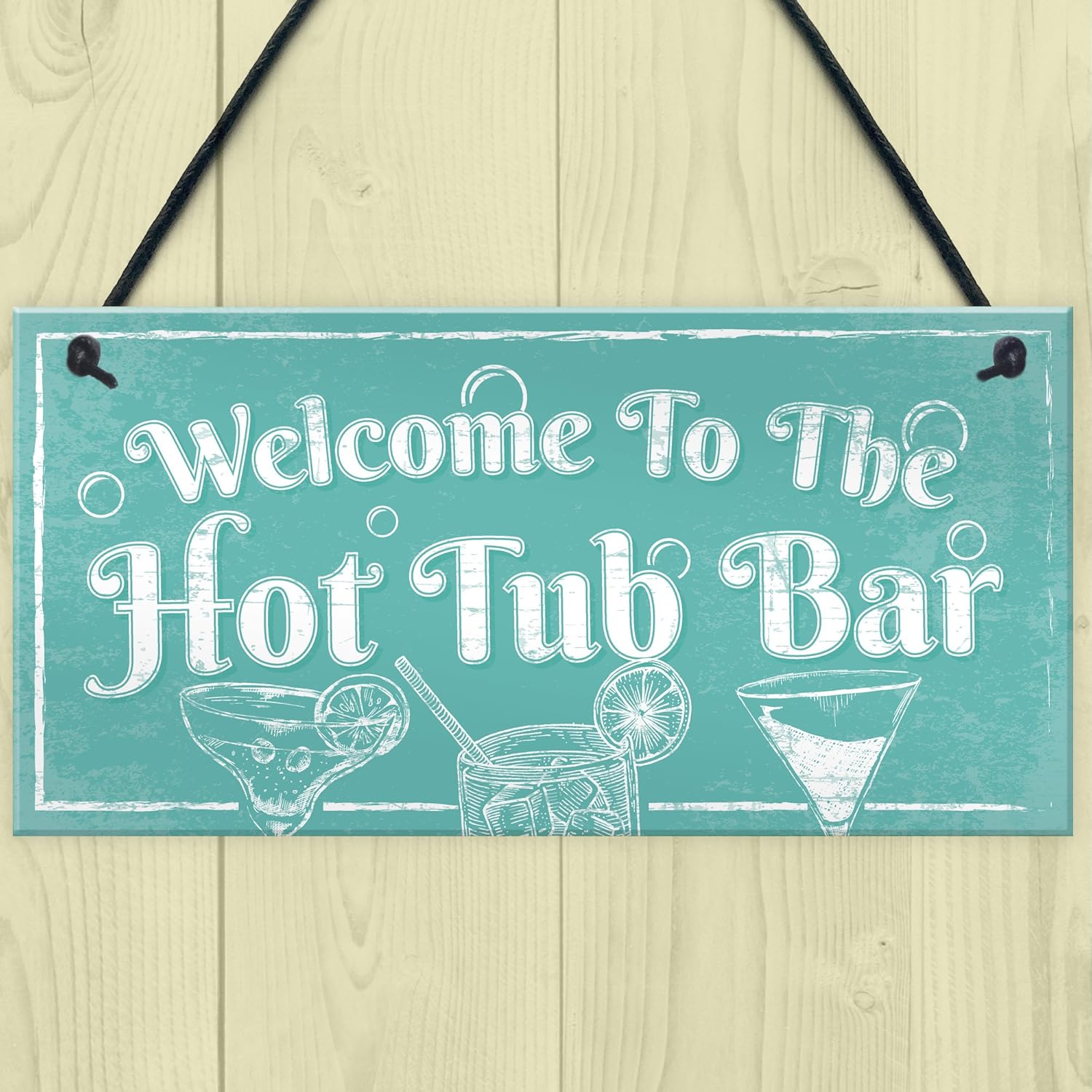 Red Ocean Welcome To The Hot Tub Bar Novelty Garden Shed Pool Hanging Plaque Outdoor Sign, blue - Image 3