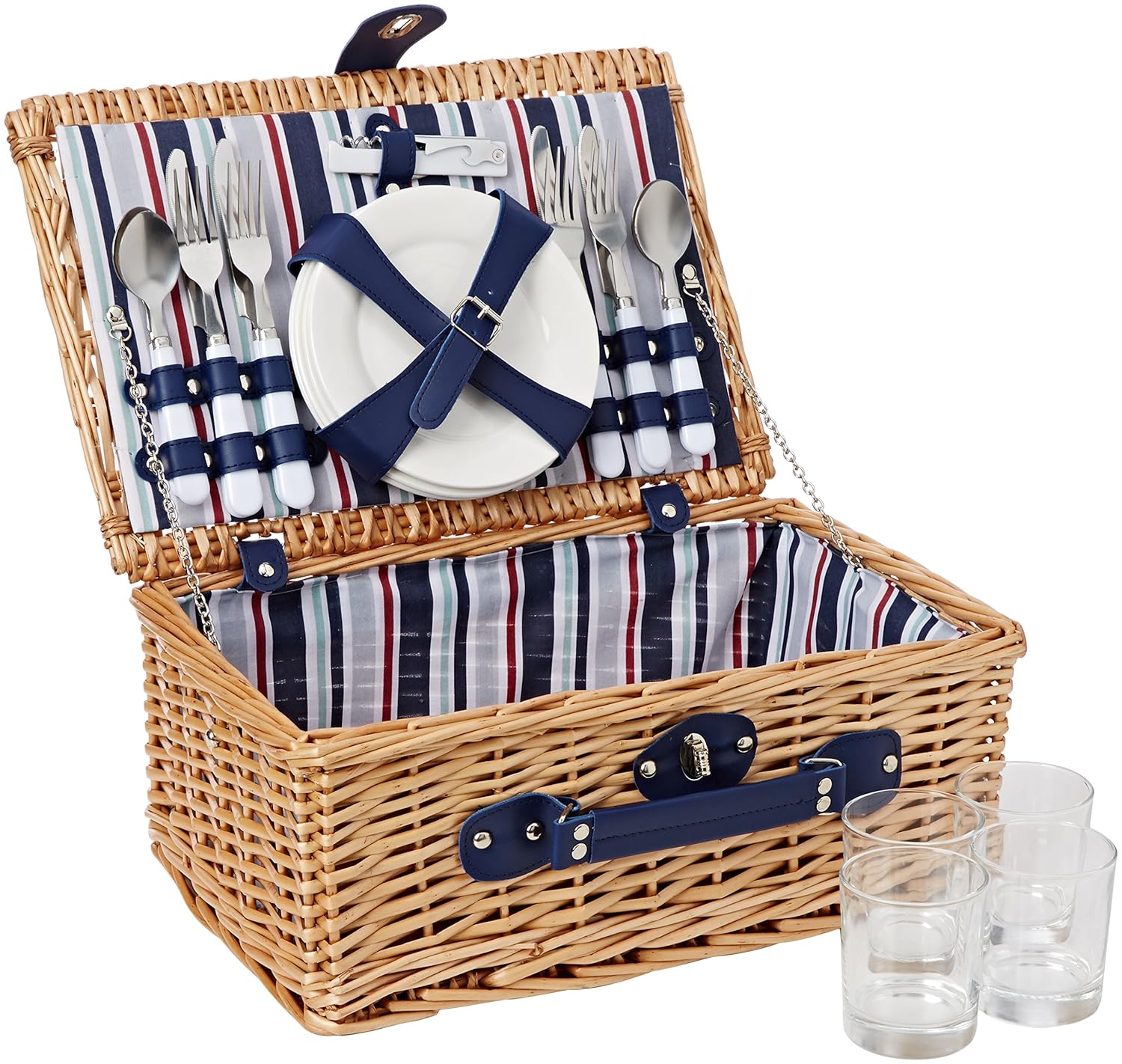 Barbecue e picnic YELLOWSTONE 4 PERSON WICKER PICNIC BASKET WITH COOLER