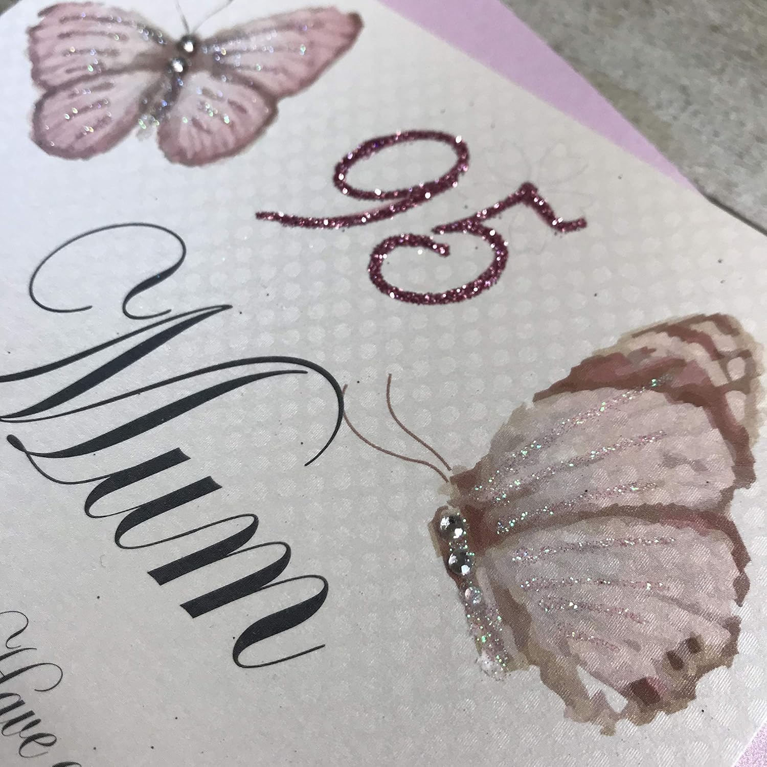 WHITE COTTON CARDS Handmade 95 Mum Have a Wonderful Vintage Butterflies 95th Birthday Card, White, PM95, 16cm x 16cm - Image 4