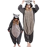 DarkCom Kids Raccoon Onesie, Cosplay Animal Onesie Halloween Costume Christmas Pajamas Sleepwear for Women and Men