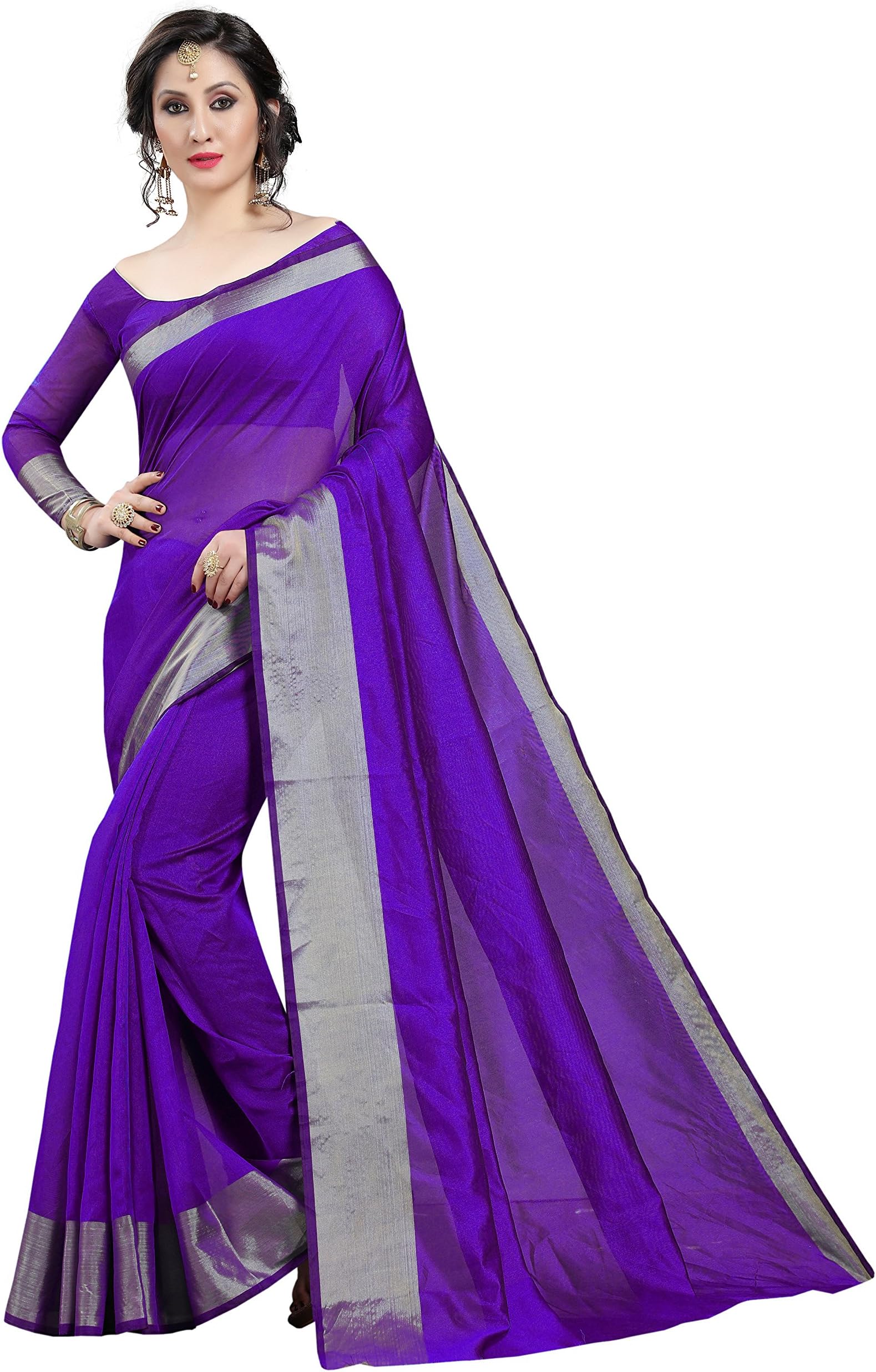 PERFECTBLUE Cotton Silk with Blouse Piece Saree