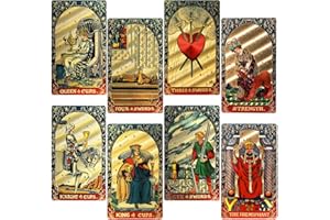 KIINO 78 Gold Foil Tarot Deck with Gift Box,Original Design Rider Waite Tarot Cards with Guide Book,for Beginners Durable Waterproof Wrinkle Resistant