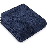PAVILIA Super Soft Throw Blanket for Couch, Fluffy Cozy Lightweight Navy Blue Blanket, Large Fuzzy Warm Knit Blanket for Bed Sofa, Dark Blue, 60x80