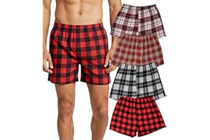 Andrew Scott Men's 4 Pack Cotton Flannel Super Soft Woven Boxer Shorts