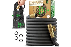 NIFTY GROWER Easy to Use Garden Hose 100 FT, Lightweight and Leak-Proof Heavy-Duty Flexible Water Hose 100FT with Reinforced TPE Core, 3/4" Solid Brass Fittings, Ultra-Flow Manguera Para Jardin, Built to Last
