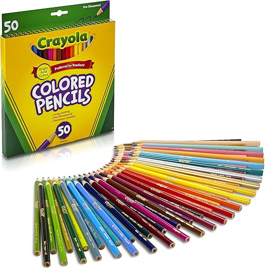 CRAYOLA Crayons de couleur de 50 ct, couleurs assorties Amazon.fr
