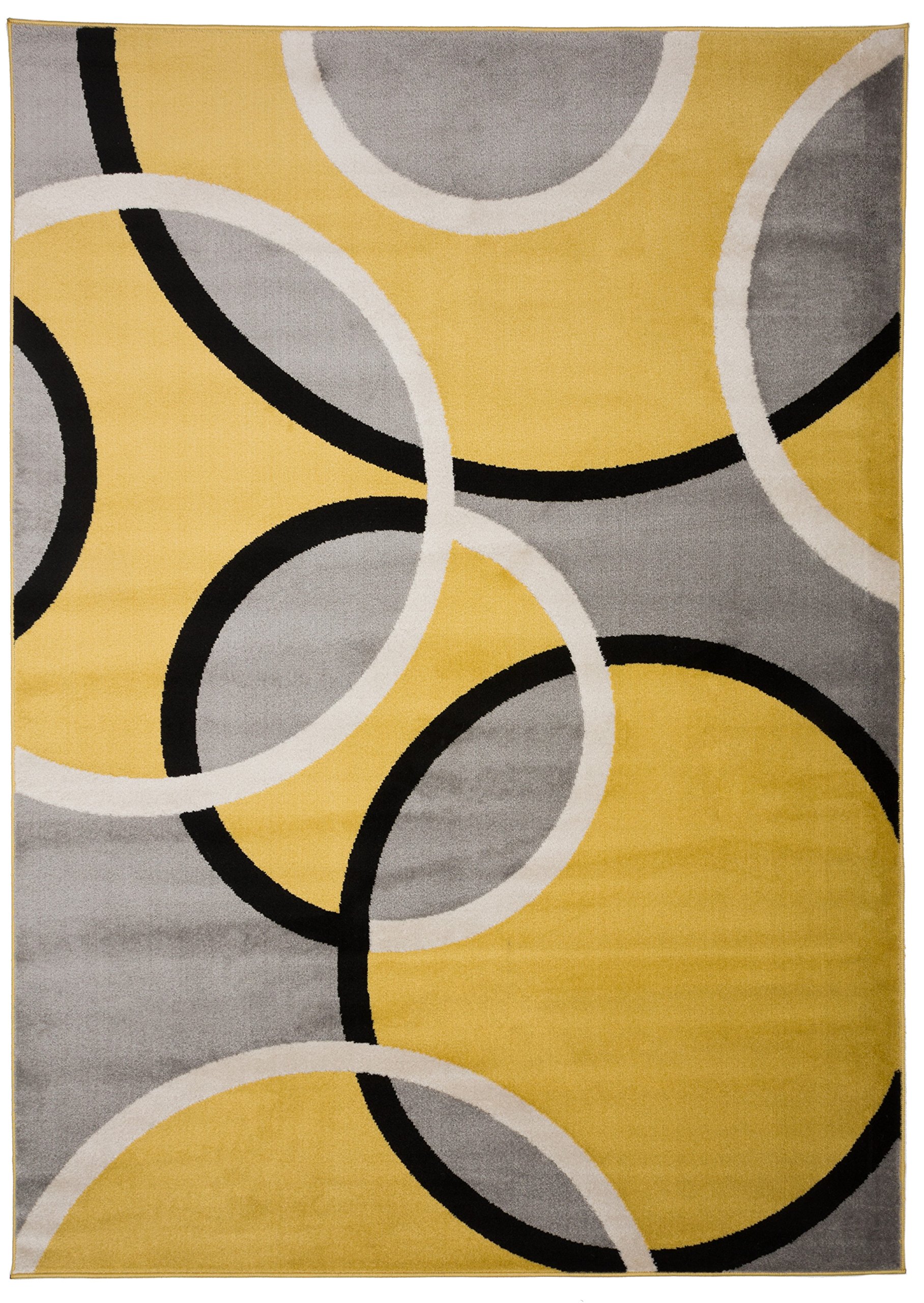 Rugshop Contemporary Abstract Circles Area Rug 5' 3" x 7' 3" Yellow