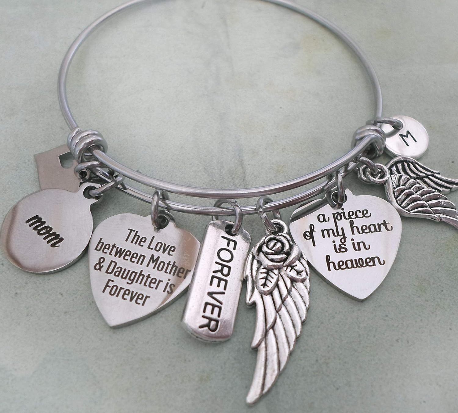 Mom Memorial Bangle Bracelet, The Love Between Mother and