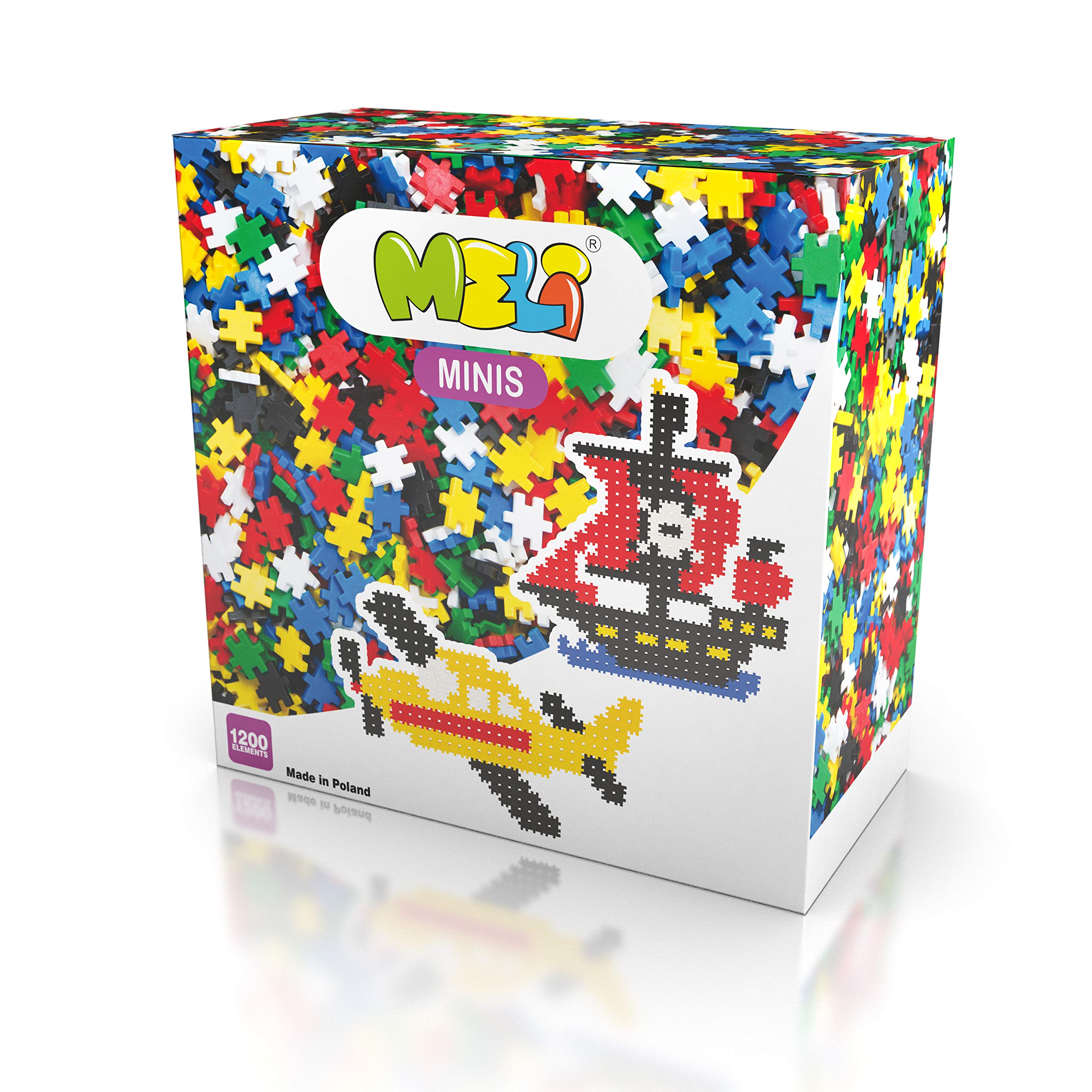 Meli Minis 1200 Construction Blocks | Plug-In Blocks for Children from 3 Years | Creative Mosaic & 3D Building | 1200 Pieces in 6 Colours | Promotes Motor Skills & Imagination