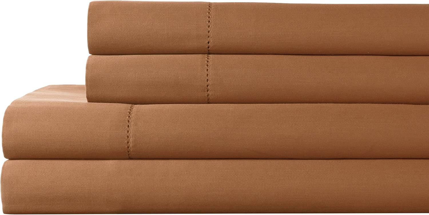 Elite Home Products T325 100% Pima Cotton Tuxedo Solid S/Set,Twin,Coral