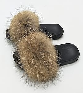 natural raccoon fur slides