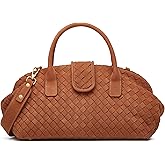 Suede Woven Tote Bag for Women Faux Suede Shoulder Bag Woven Purse Vintage Top Handle Handbags Slouchy Hobo Purses Satchel