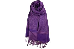 Plum Feathers Two Tone Vintage Paisley Pattern Pashmina Scarf