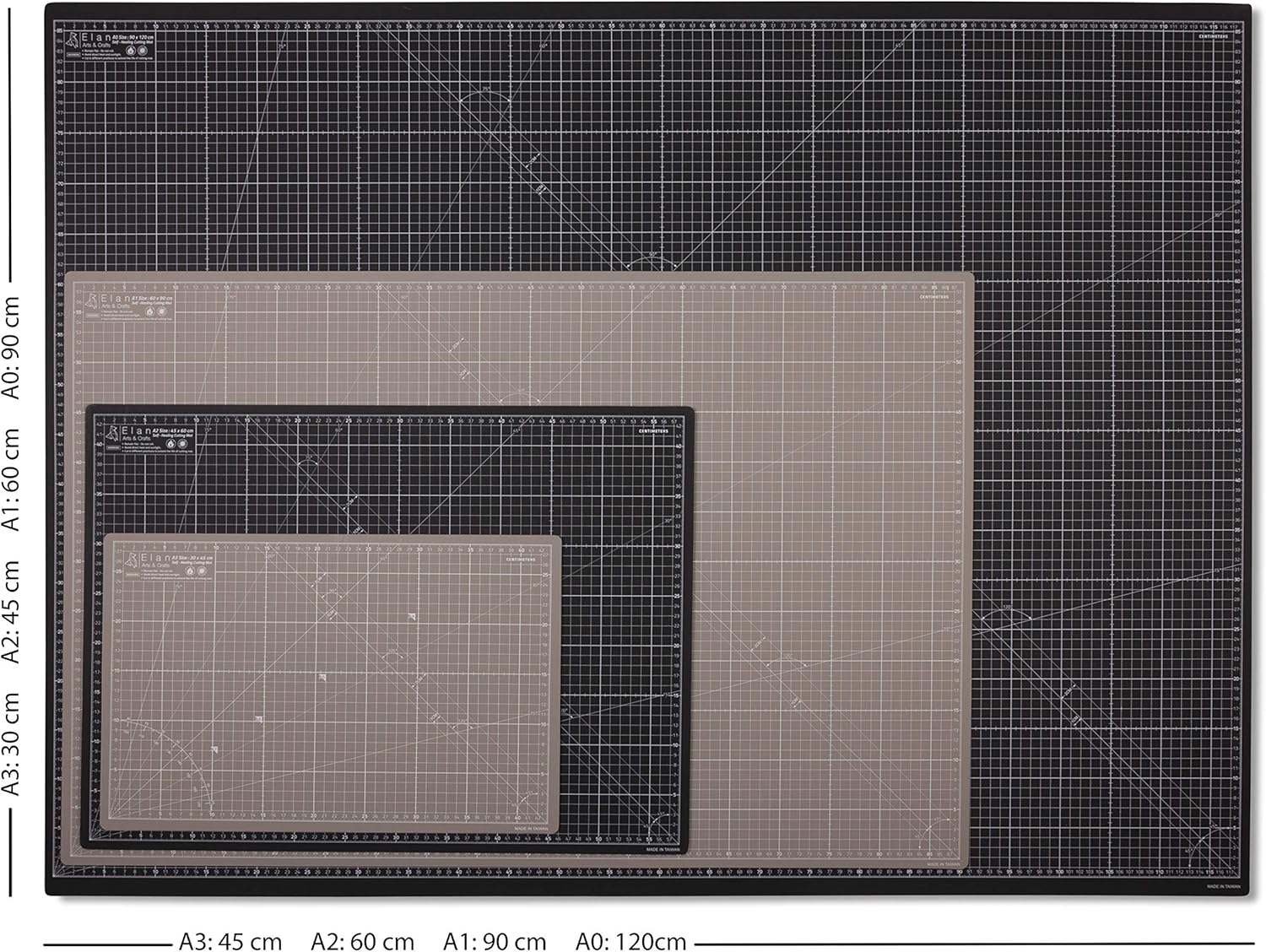 Arts & Crafts Elan Cutting Mat A0 Black and Brown Self Healing Cutting Mat 120 x 90 SelfHealing