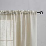 Home Brilliant Linen Look Semi Sheer Net Curtains 54x45 Set of 2 45 Drop view 3
