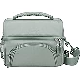 Bentgo Deluxe Lunch Bag - Durable and Insulated Lunch Tote with Zippered Outer Pocket, Internal Mesh Pocket, Padded & Adjustable Straps, & 2-Way Zippers - Fits Most Lunch Boxes (Khaki Green)