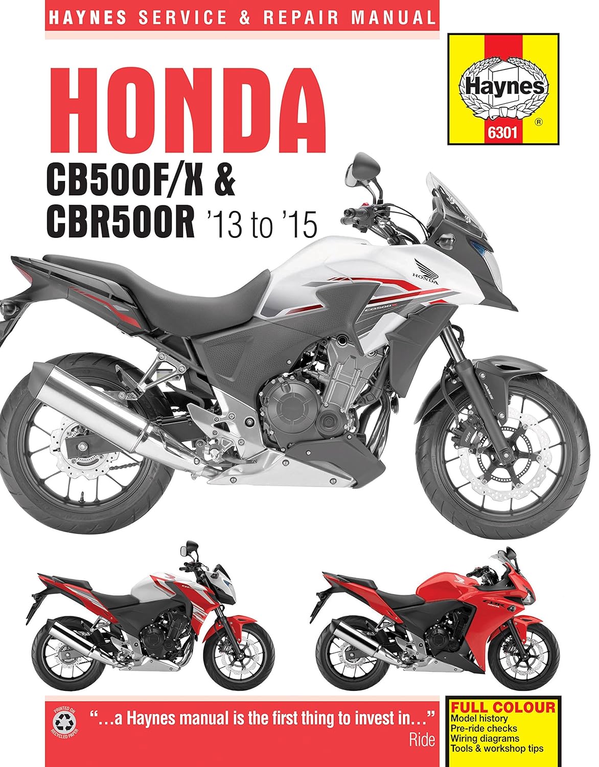 Honda CB500 CB500F/X CBR500R 2013- 2015 Haynes Manual M6301: Amazon.co.uk:  Car & Motorbike