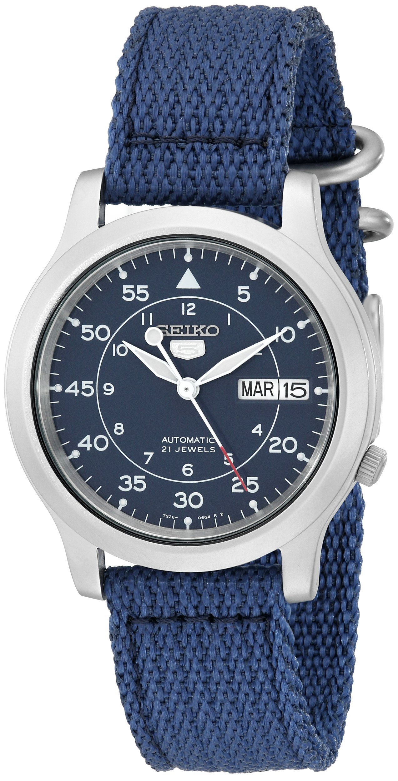 Men's SNK807 SEIKO 5 Automatic Stainless Steel Watch with Blue Canvas Band Buy Online in United