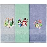 snaxuda 3 Pcs Hand Towels for Bathroom, 100% Cotton Soft Absorbent Christmas Kitchen Towels, Embroidery Christmas Decorations Towel for Holiday, Kitchen, Gift (29 x 14 Inch)