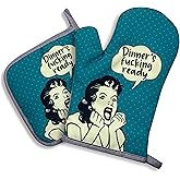 zcyhtqp, Dinner's Fxxking Ready, Funny Silicone Non-Slip Oven Mitts and Pot Holders Sets of 2, Kitchen Gift for Women, Baker Gifts for Mom, Housewife Cooking Gifts, Housewarming Presents