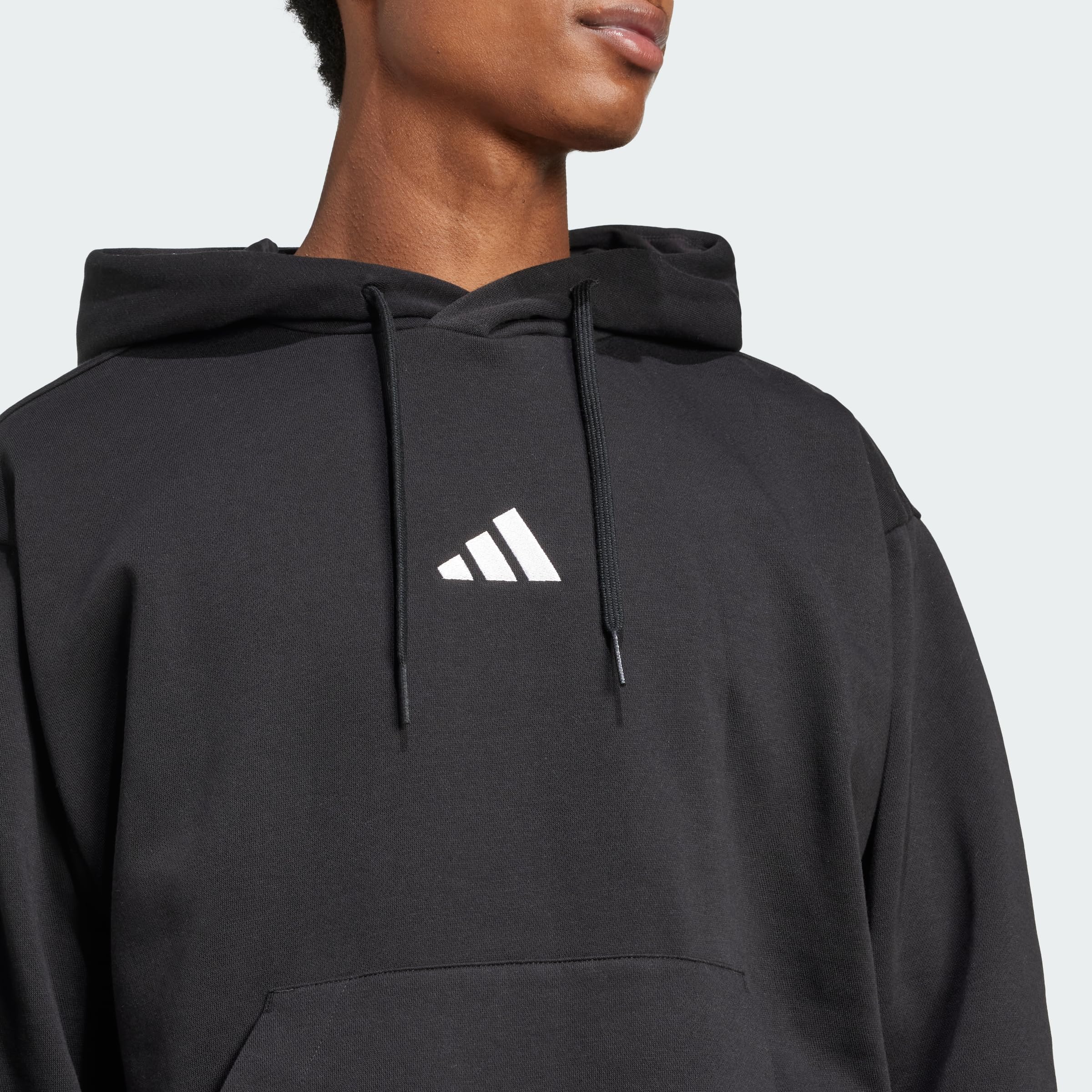 adidas Herren Essentials FEELCOZY Fleece Hoodie, Black/White, L 2