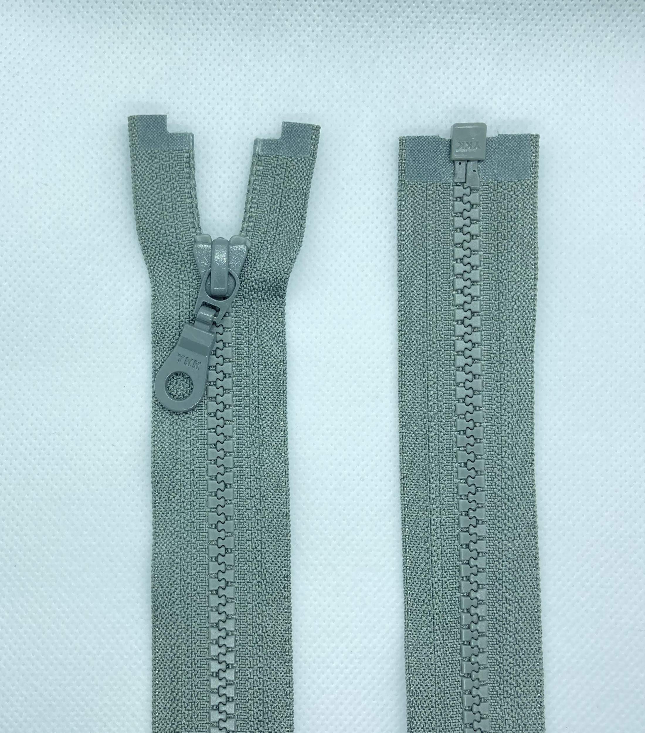 YKK Zip Plastic Teeth No. 5 Medium Coarse Separable (014 Grey, 74 cm)
